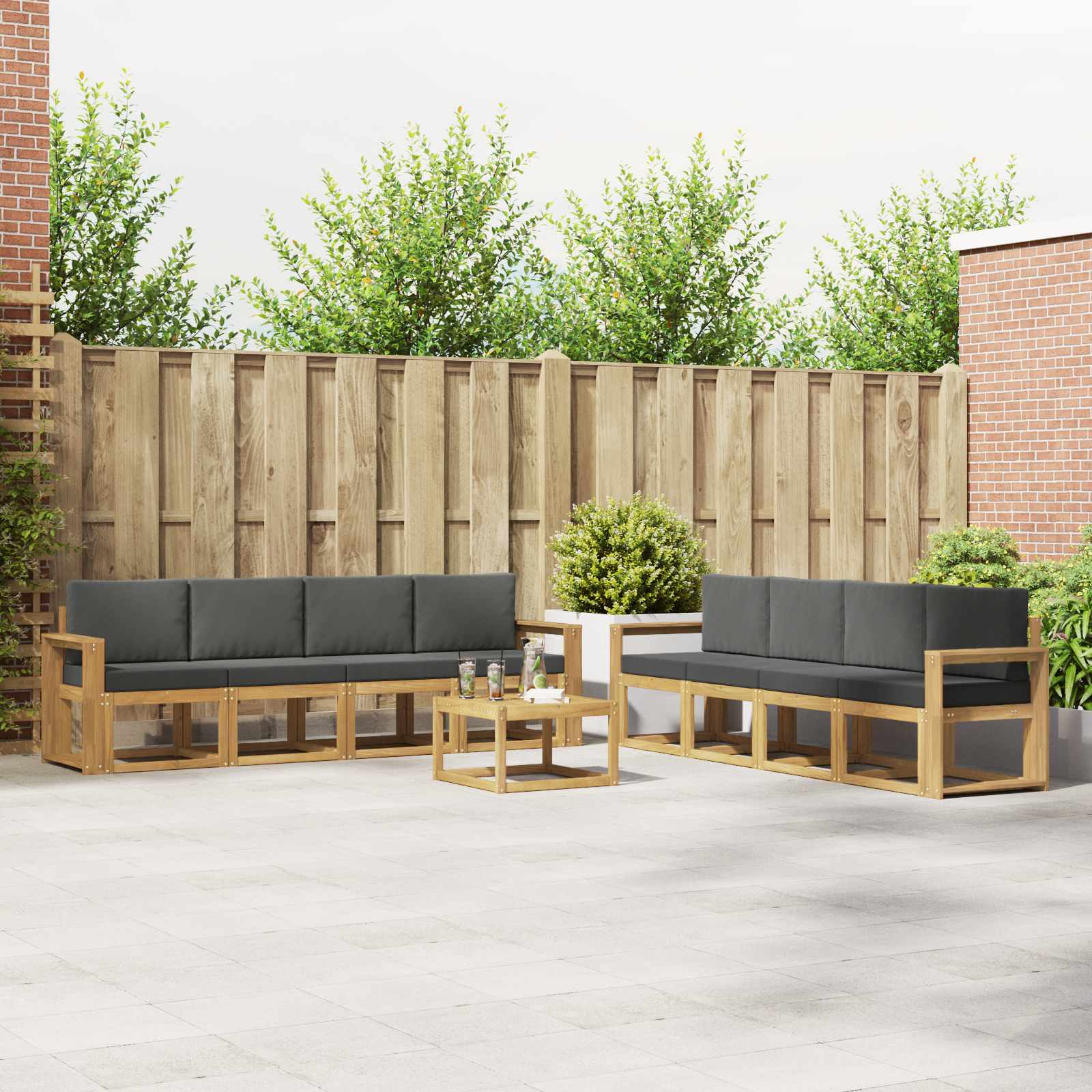 Set vanjskih sofa s jastukom 9 pcs Bijela i antracit