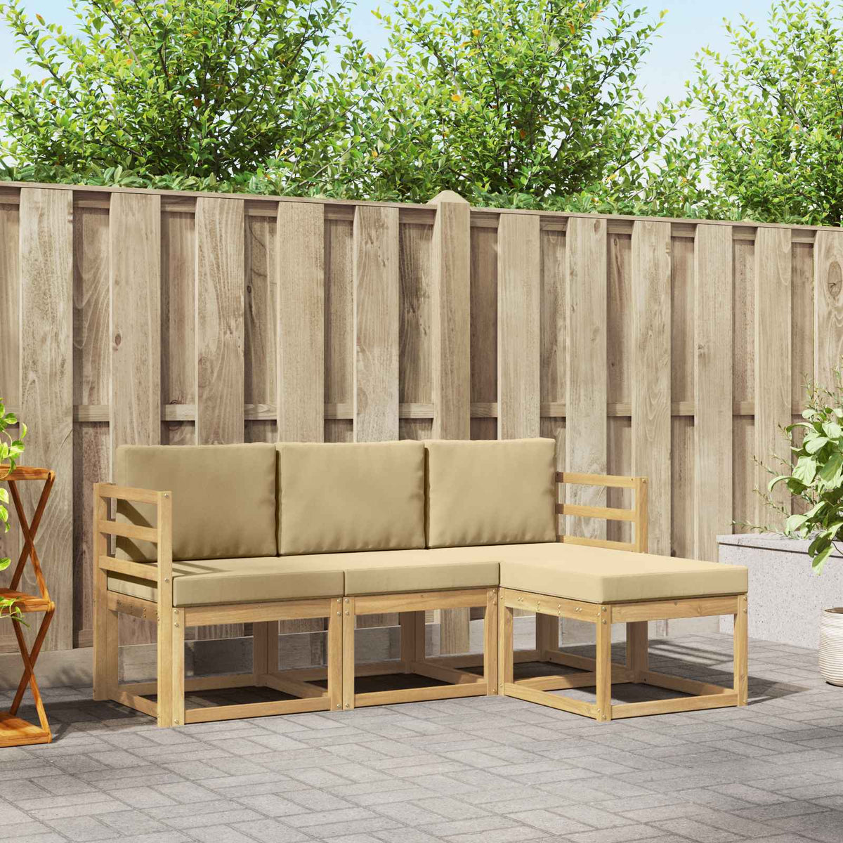 Set vanjskih sofa s jastukom 4 pcs Prirodna i krem