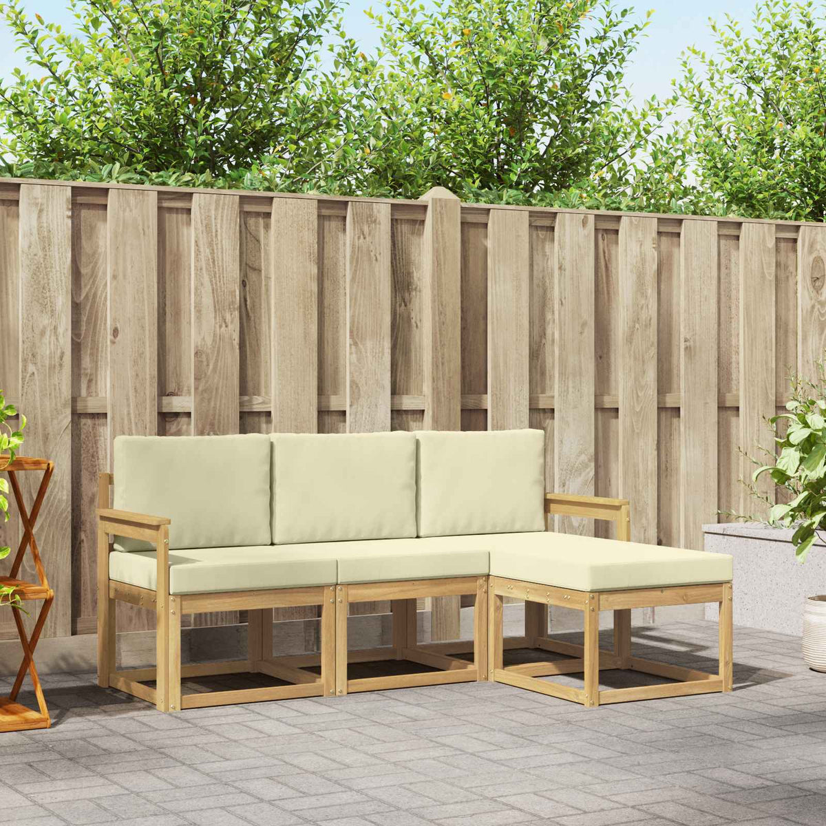 Set vanjskih sofa s jastukom 4 pcs Prirodna i krem