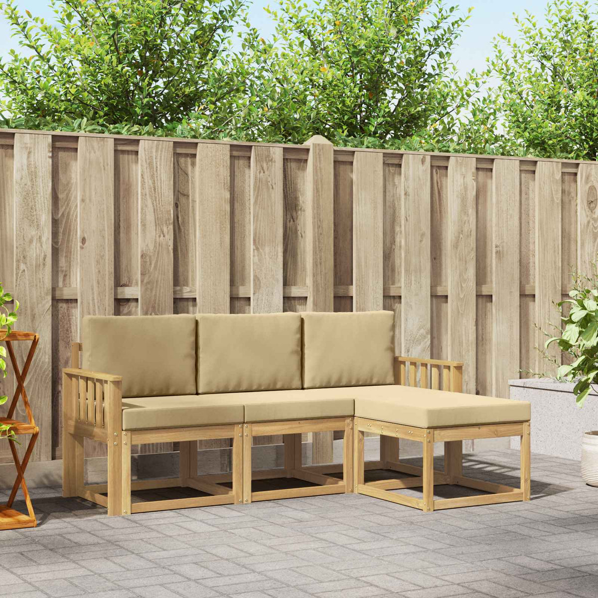 Set vanjskih sofa s jastukom 4 pcs Prirodna i krem