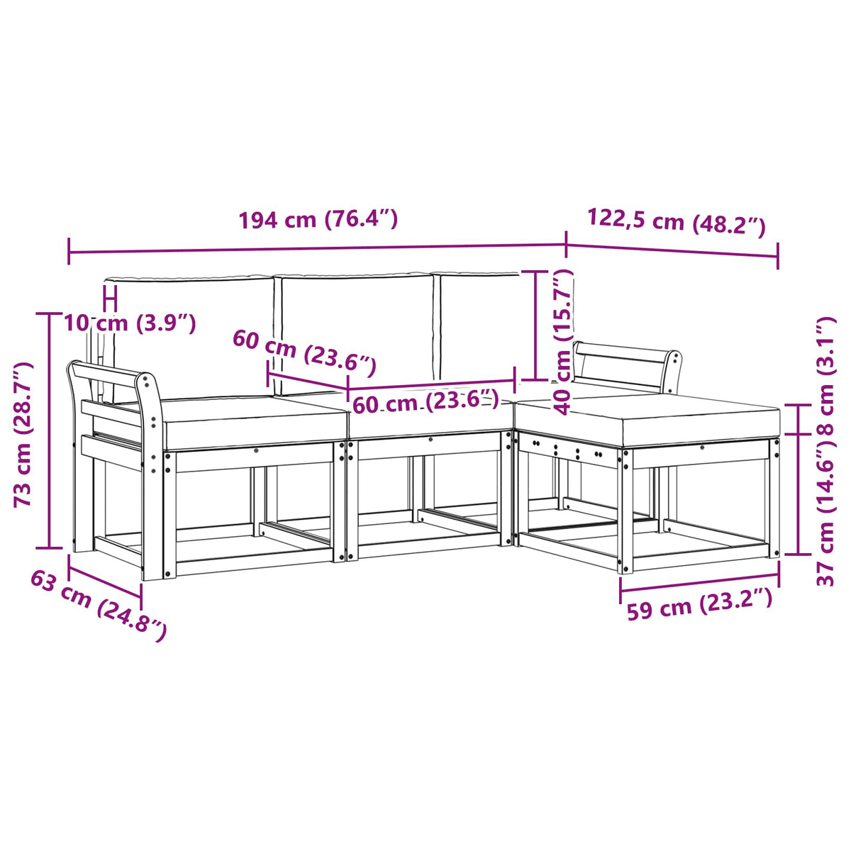Set vanjskih sofa 4 kom.