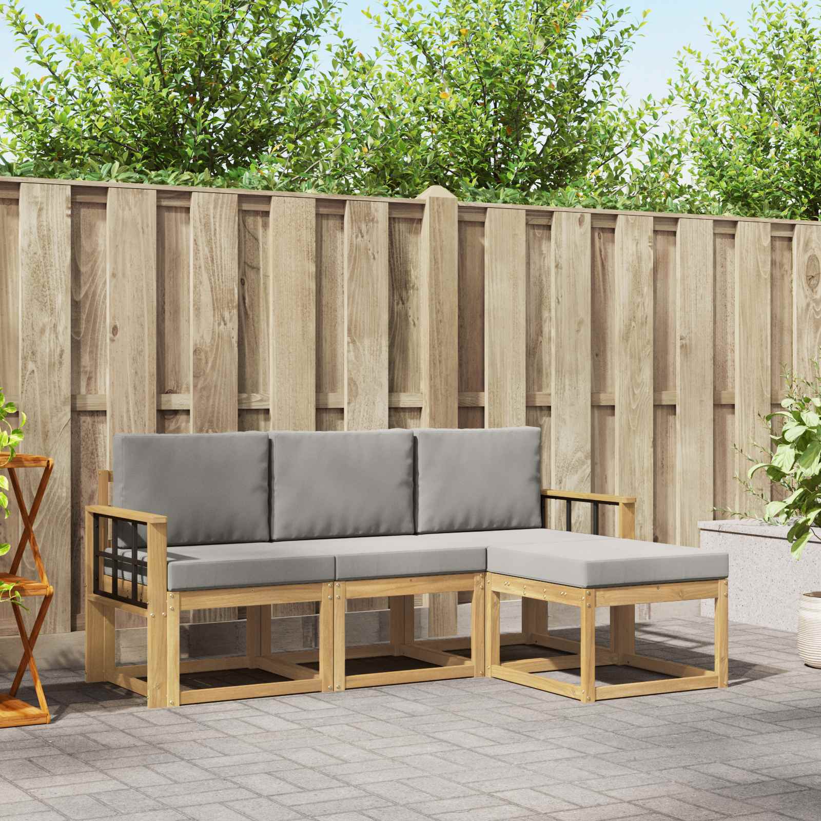 Set vanjskih sofa 4 pcs Bijela i svjetlosiva