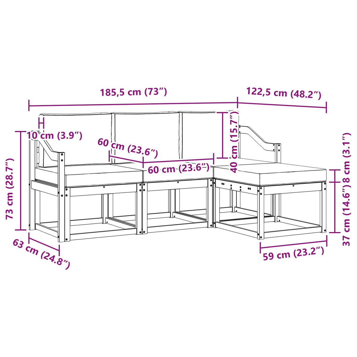 Set vanjskih sofa 4 pcs Bijela i svjetlosiva