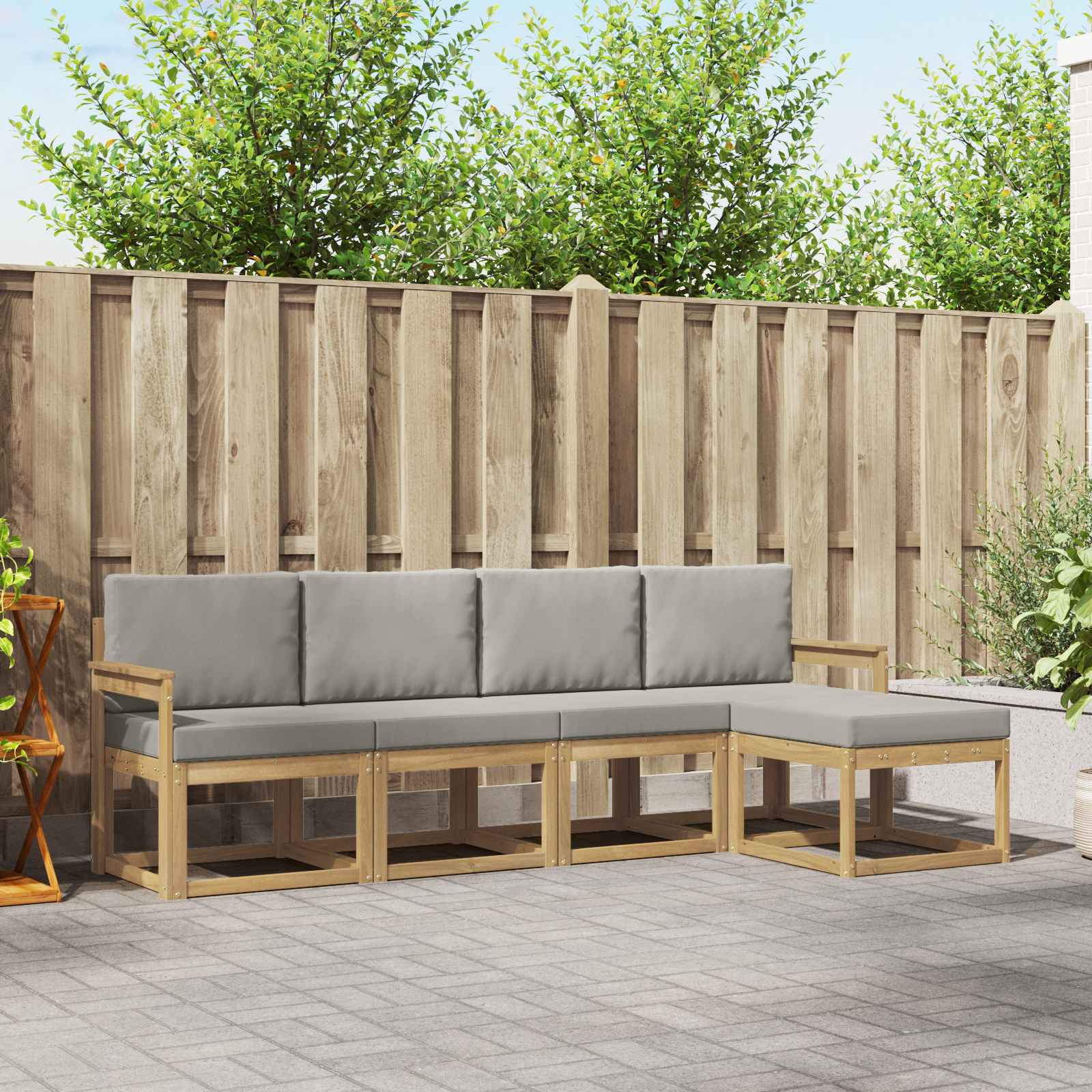 Set vanjskih sofa 5 pcs Bijela i svjetlosiva