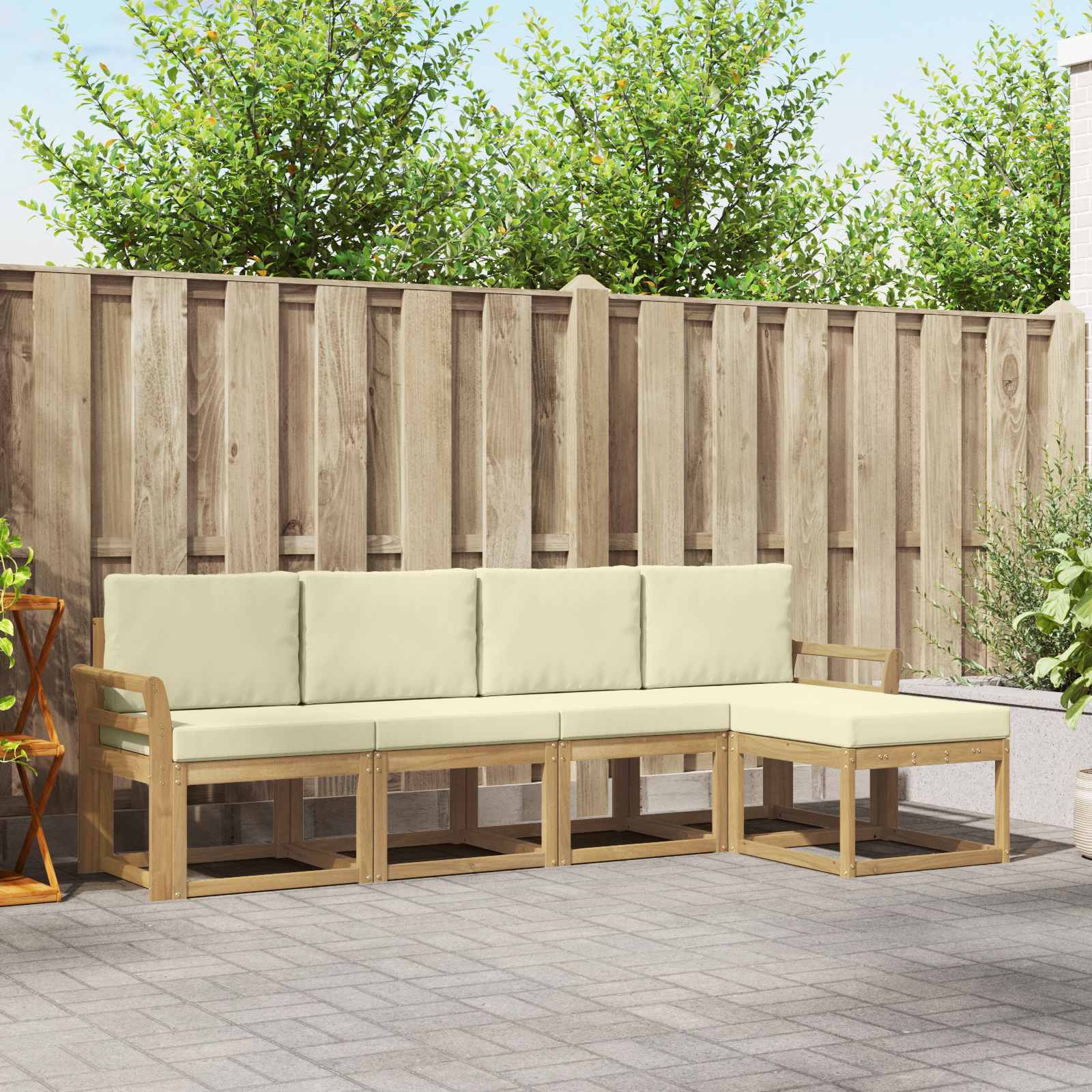 Set vanjskih sofa s jastukom 5 pcs Čvrsto drvo akacije