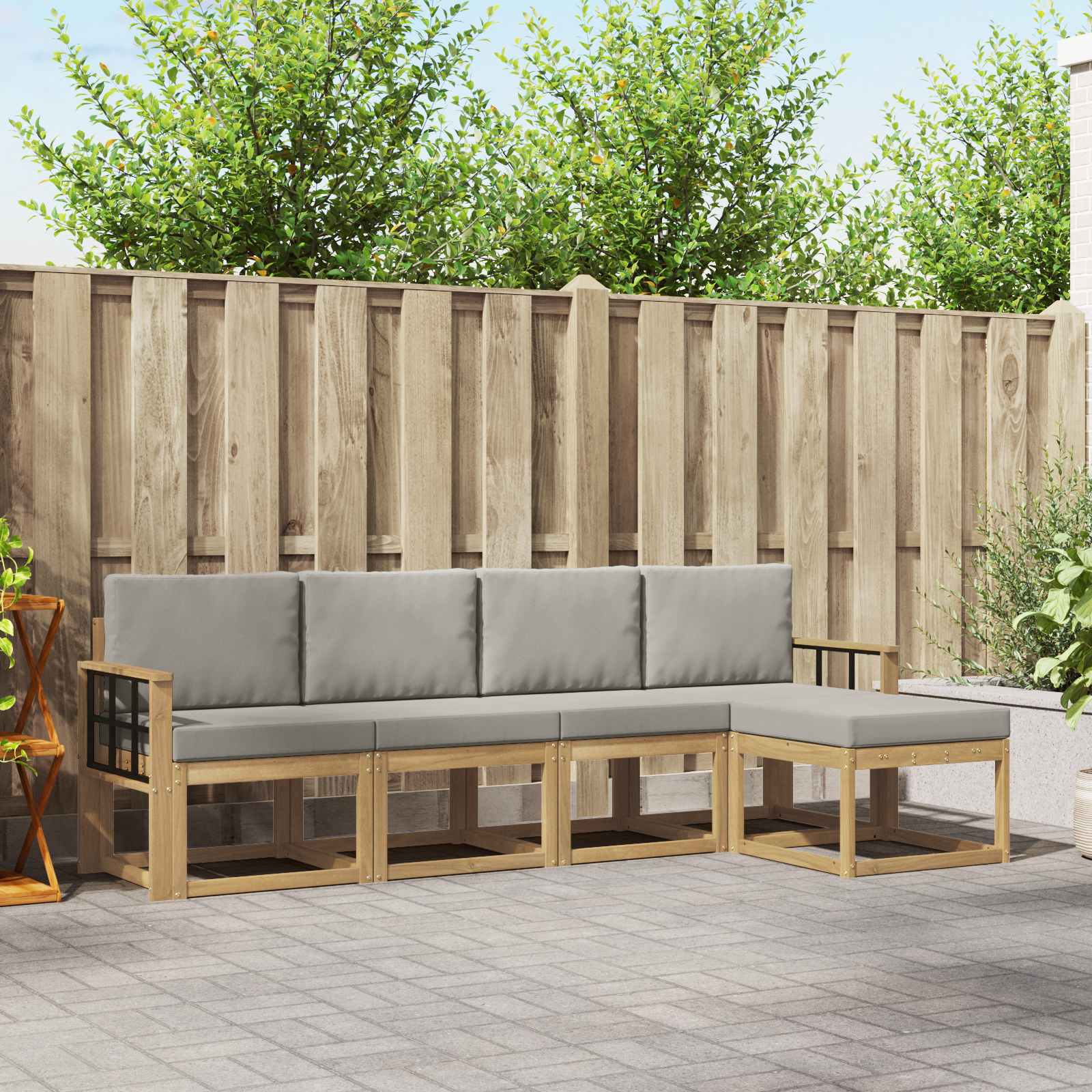 Set vanjskih sofa 5 pcs Bijela i svjetlosiva