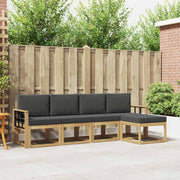 Set vanjskih sofa 5 pcs Prirodna i krem Čvrsto drvo akacije