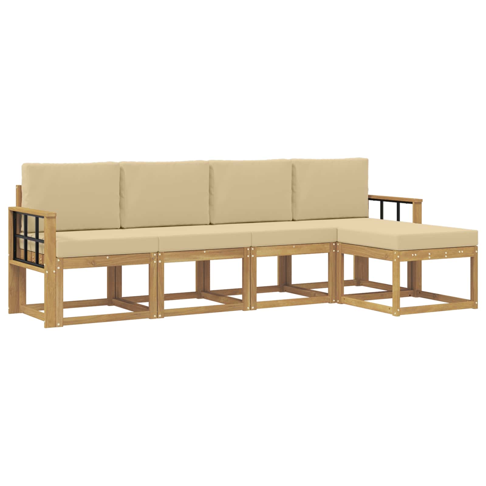 Set vanjskih sofa s jastukom 5 pcs Bijela i bež