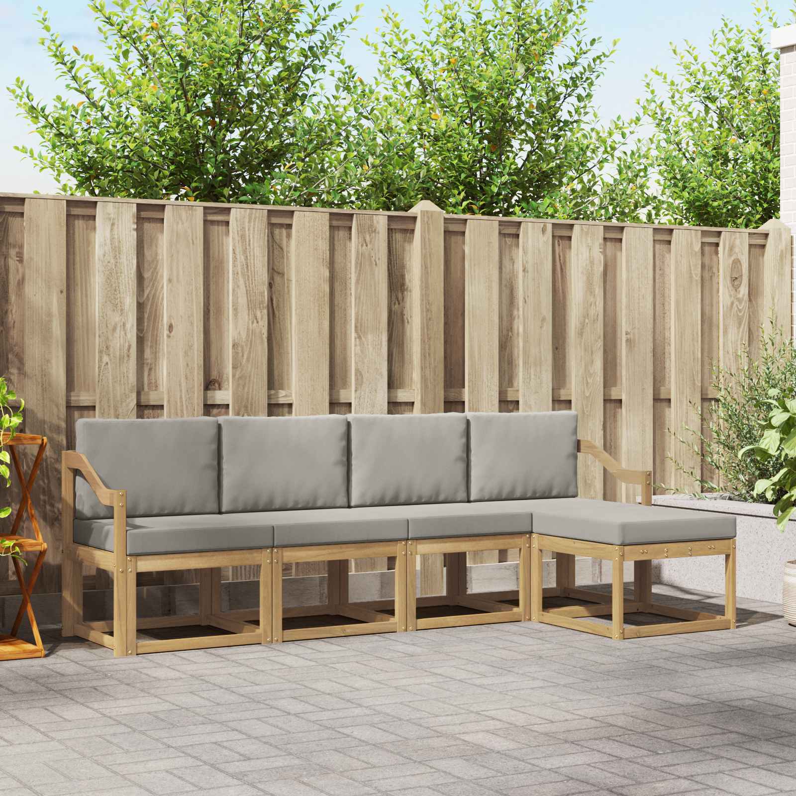 Set vanjskih sofa 5 pcs Bijela i svjetlosiva