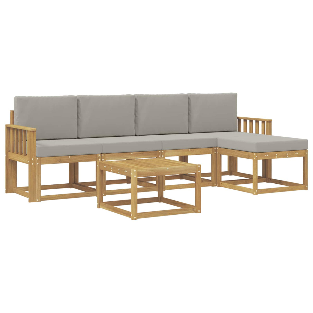 Set vanjskih sofa 6 kom. Bijela i svjetlosiva Poliester