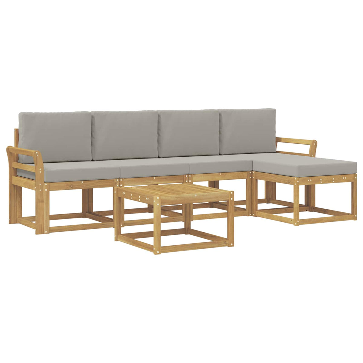 Set vanjskih sofa 6 kom. Bijela i svjetlosiva Poliester