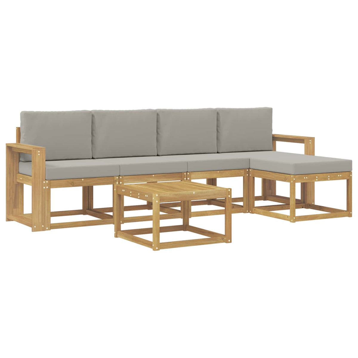Set vanjskih sofa 6 kom. Bijela i svjetlosiva Poliester