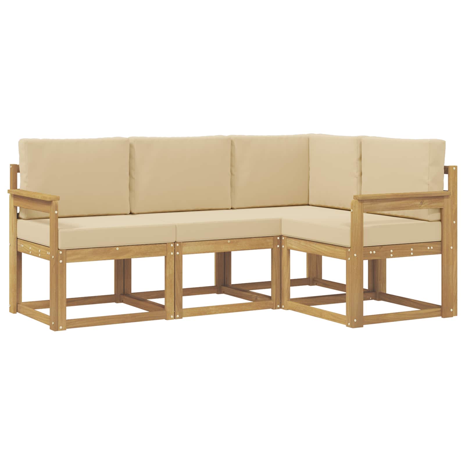 Set vanjskih sofa s jastukom 4 pcs Bijela i bež