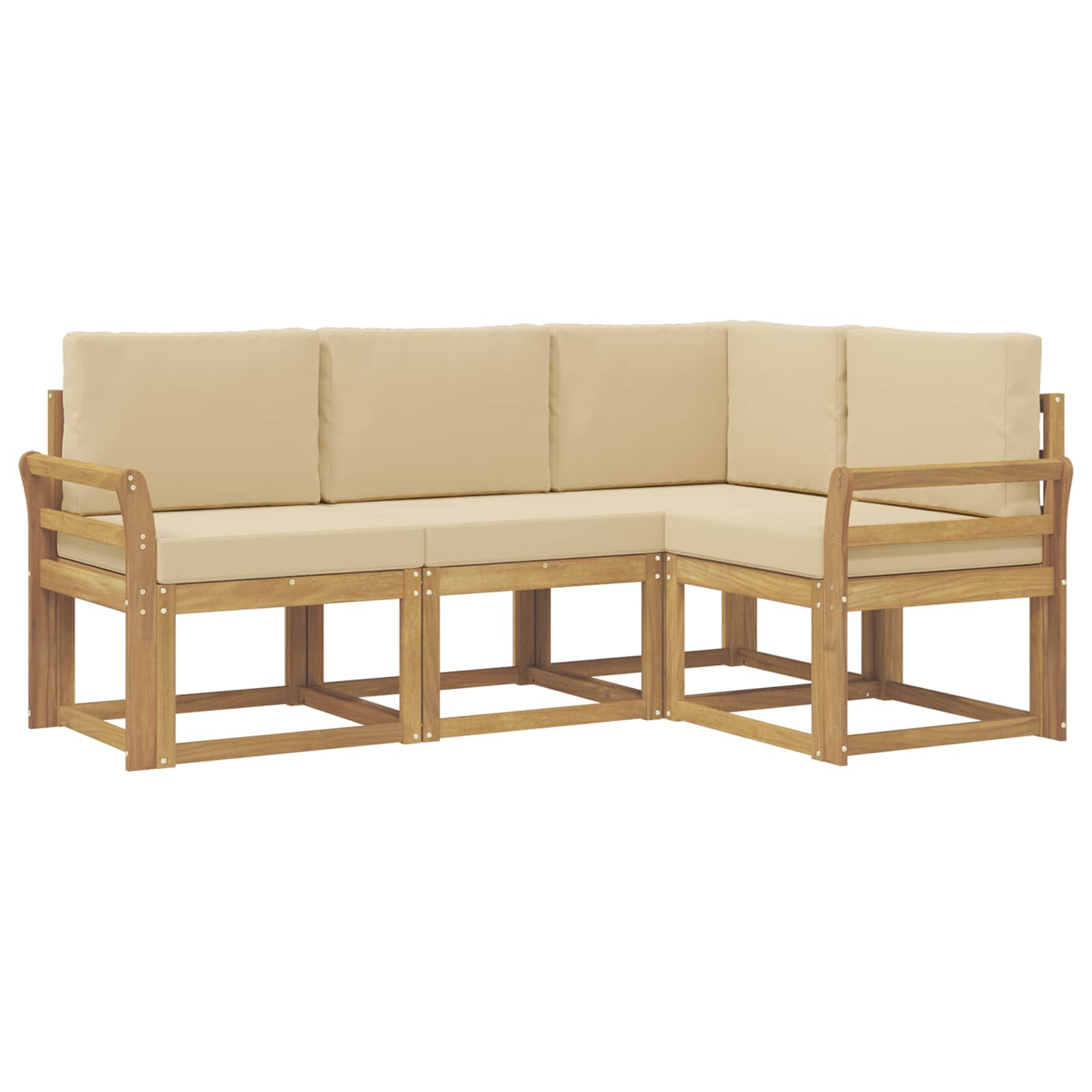 Set vanjskih sofa s jastukom 4 pcs Bijela i bež