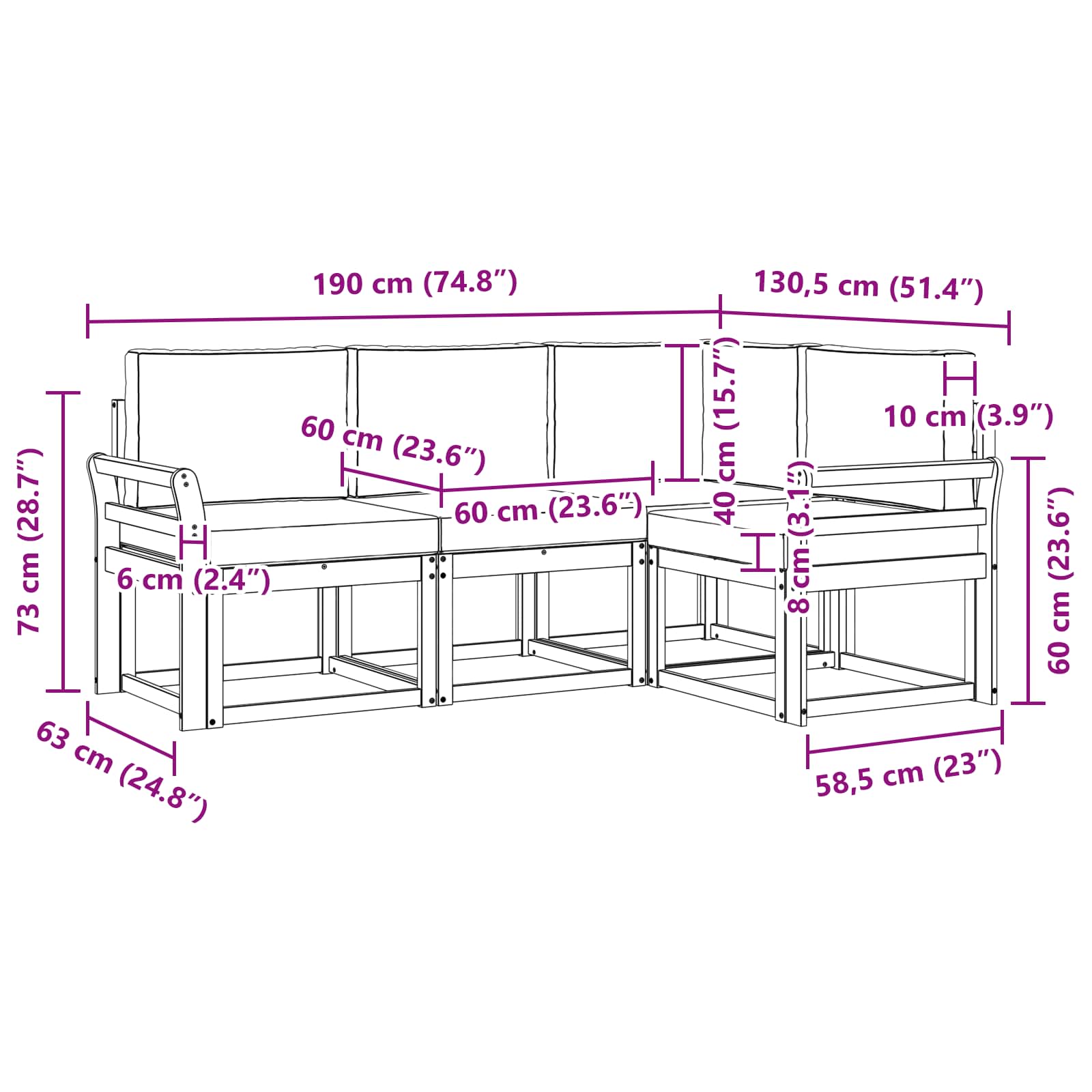 Set vanjskih sofa s jastukom 4 pcs Bijela i bež