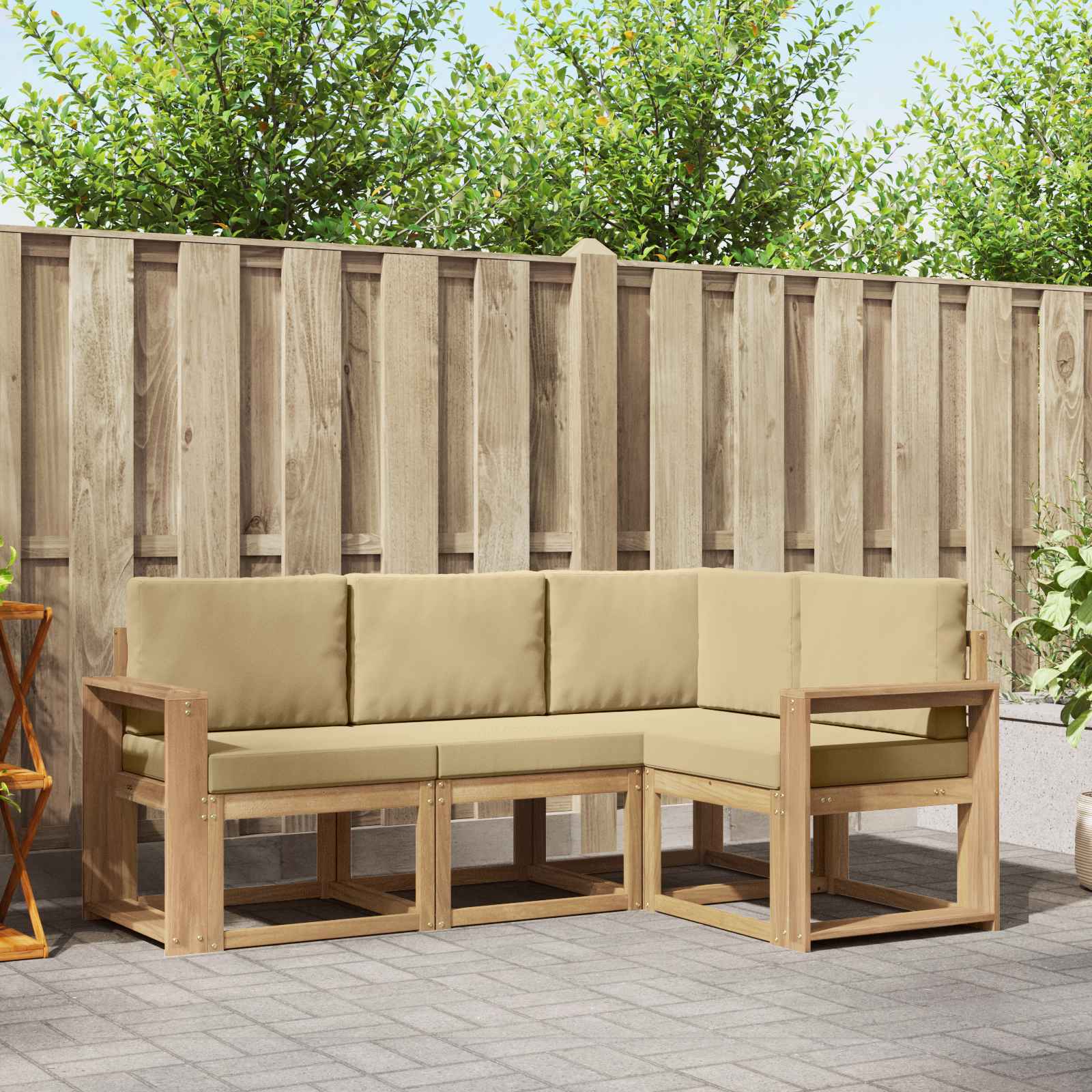Set vanjskih sofa 4 pcs Bijela i bež