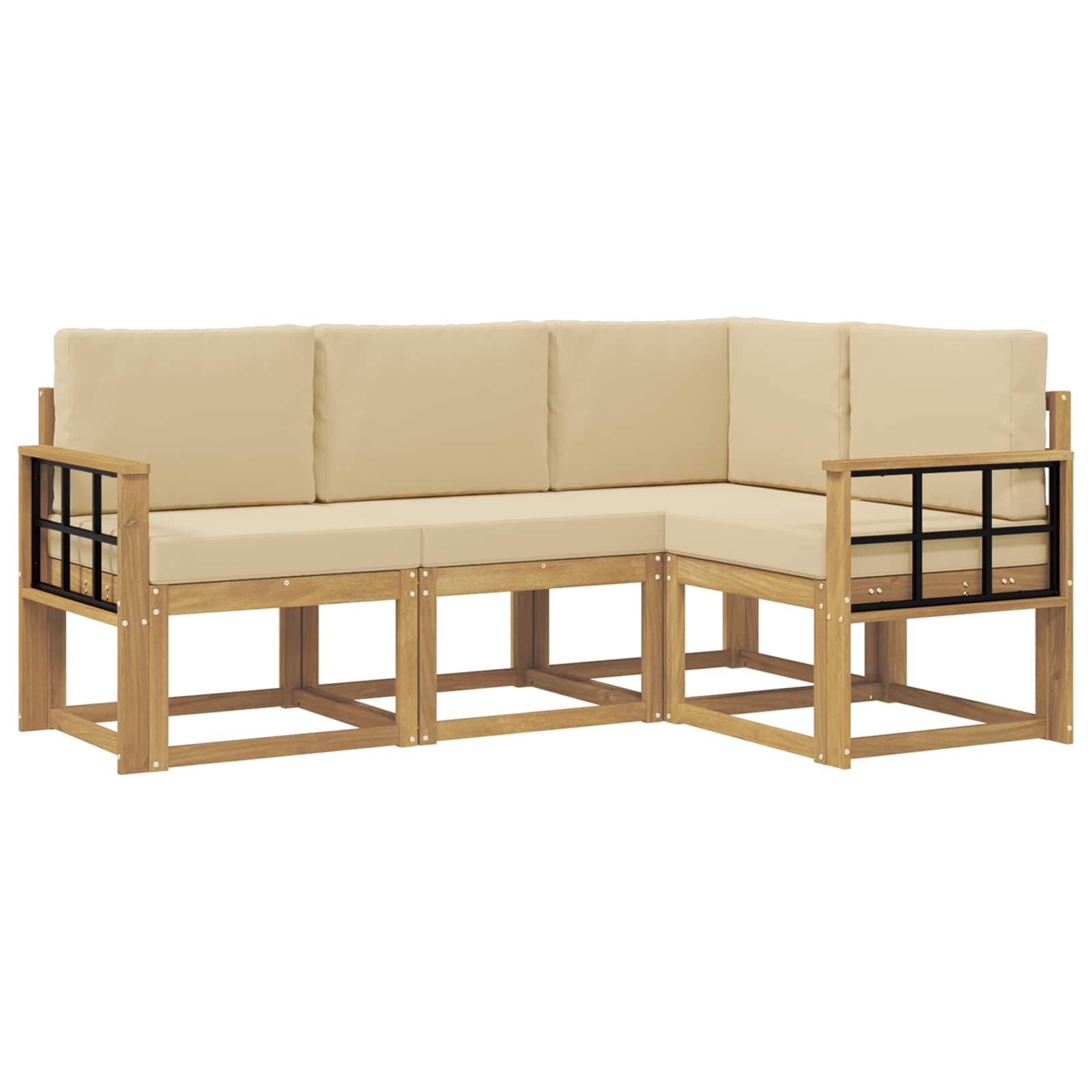Set vanjskih sofa s jastukom 4 pcs Bijela i bež