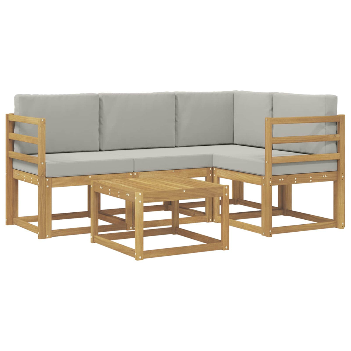 Set vanjskih sofa 5 kom. Bijela i svjetlosiva Poliester
