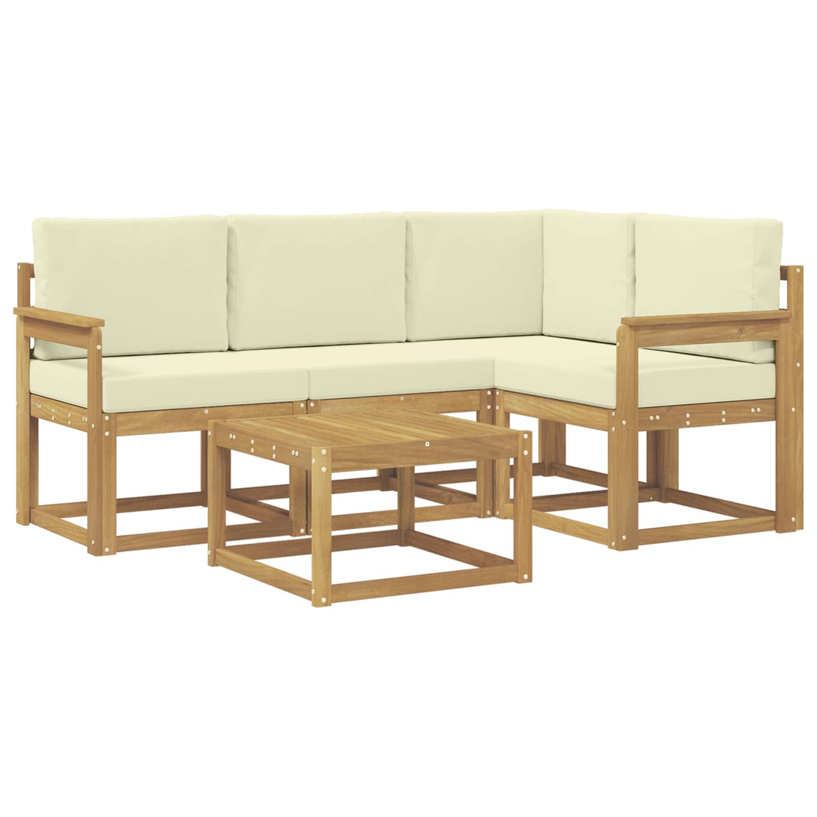 Set vanjskih sofa s jastukom 5 pcs Bijela i krem
