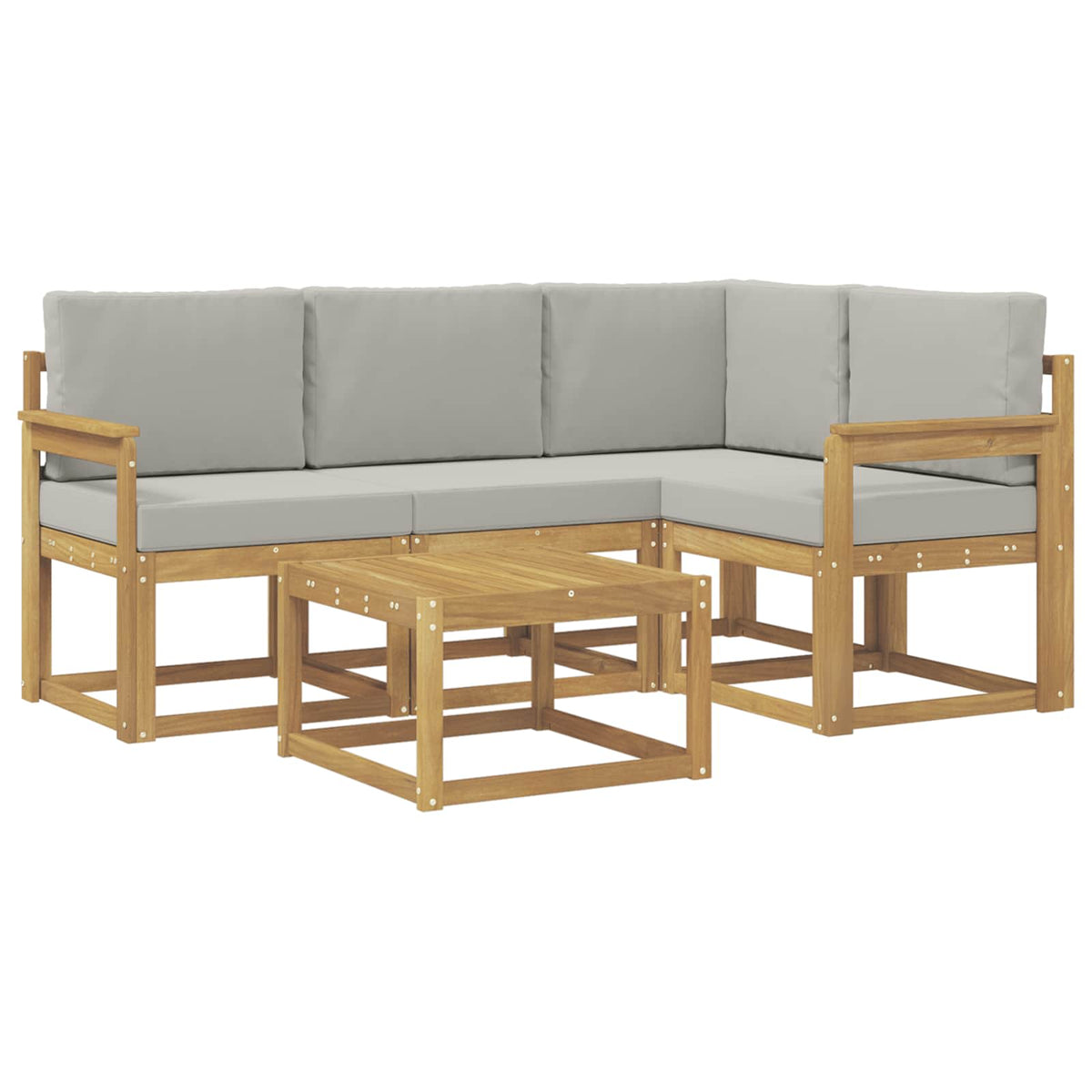Set vanjskih sofa 5 kom. Bijela i svjetlosiva Poliester