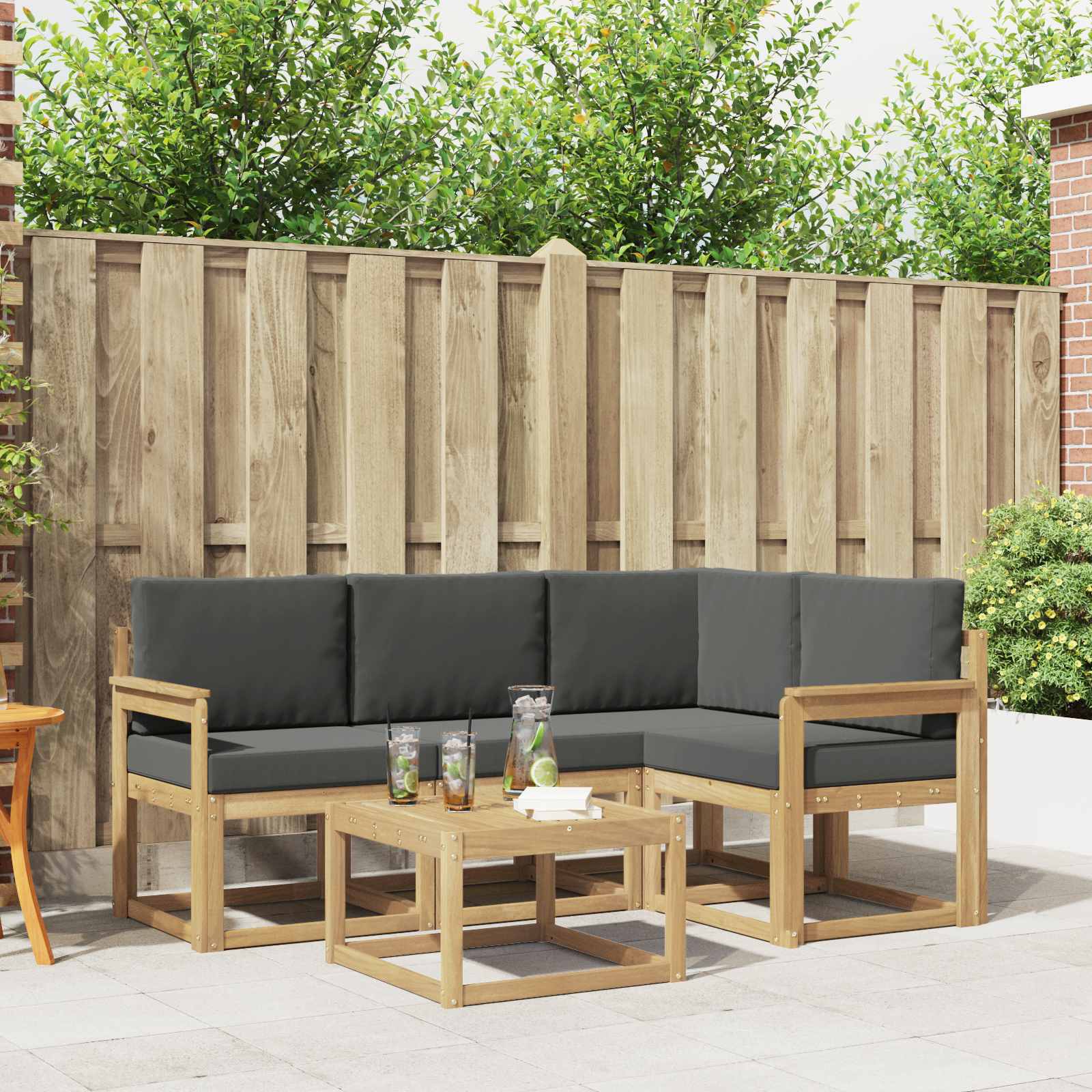 Set vanjskih sofa s jastukom 5 pcs Bijela i antracit