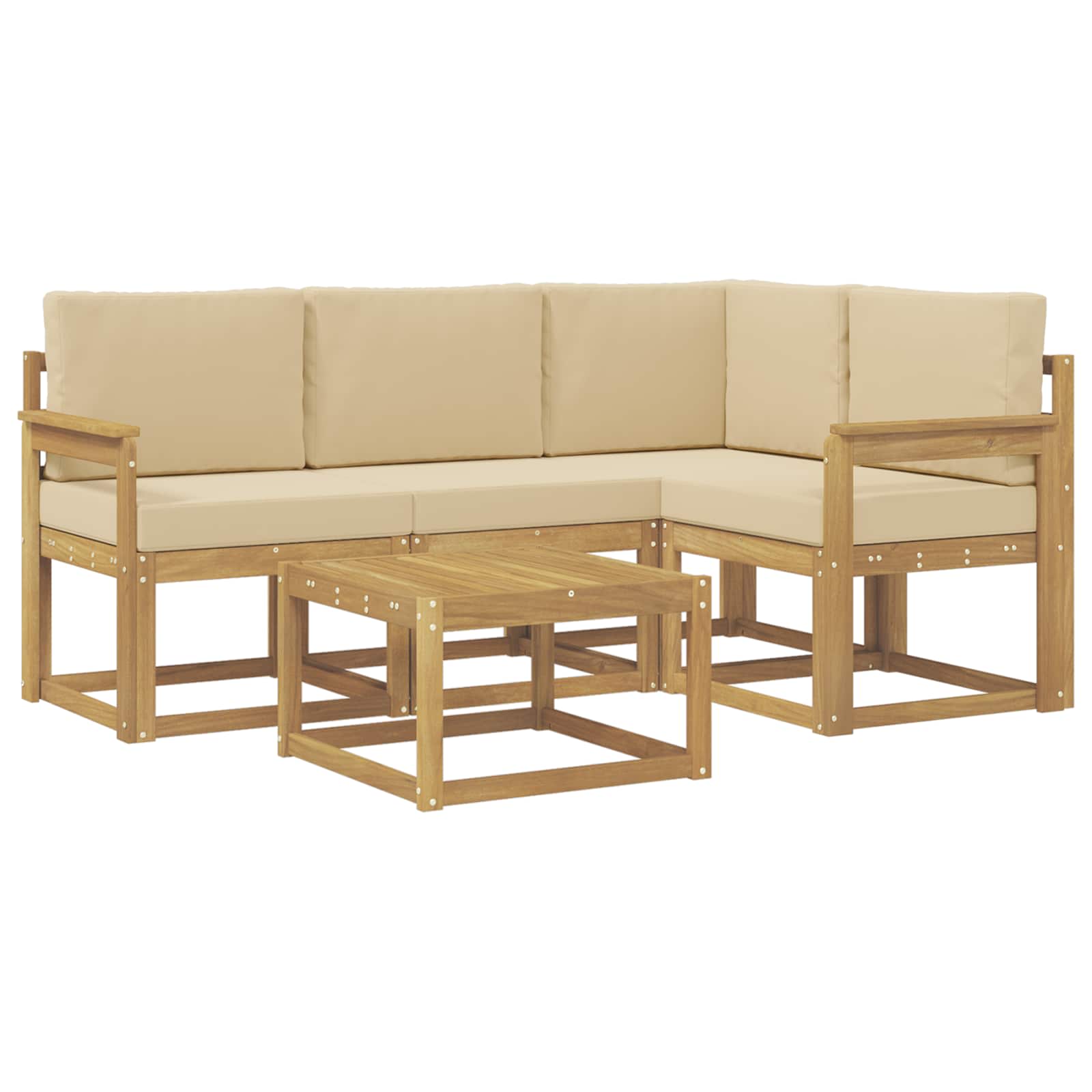Set vanjskih sofa s jastukom 5 pcs Bijela i bež