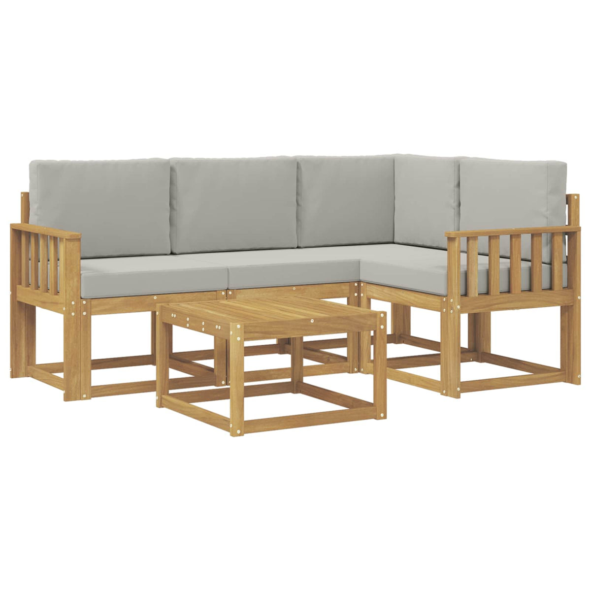 Set vanjskih sofa 5 kom. Bijela i svjetlosiva Poliester