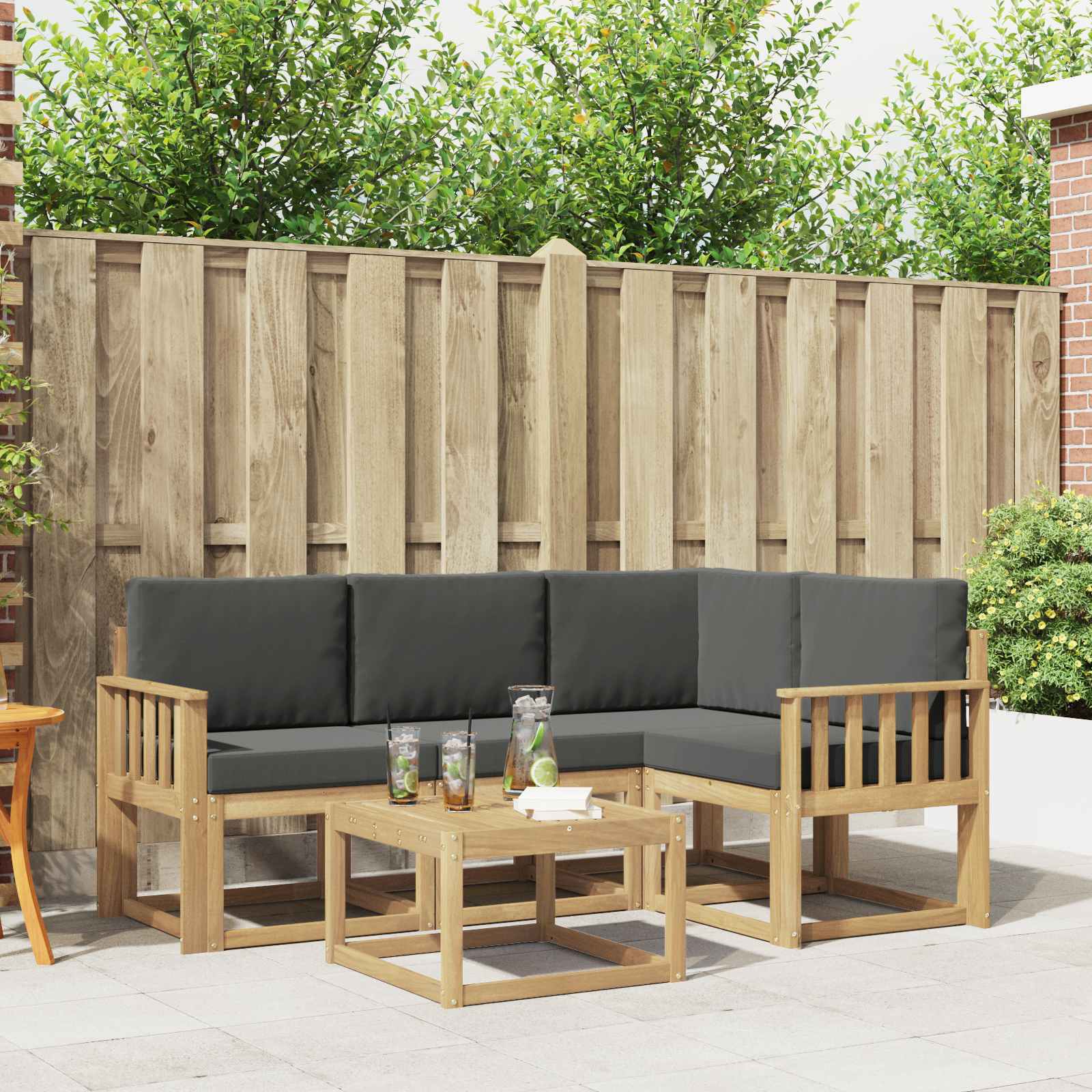 Set vanjskih sofa s jastukom 5 pcs Bijela i antracit