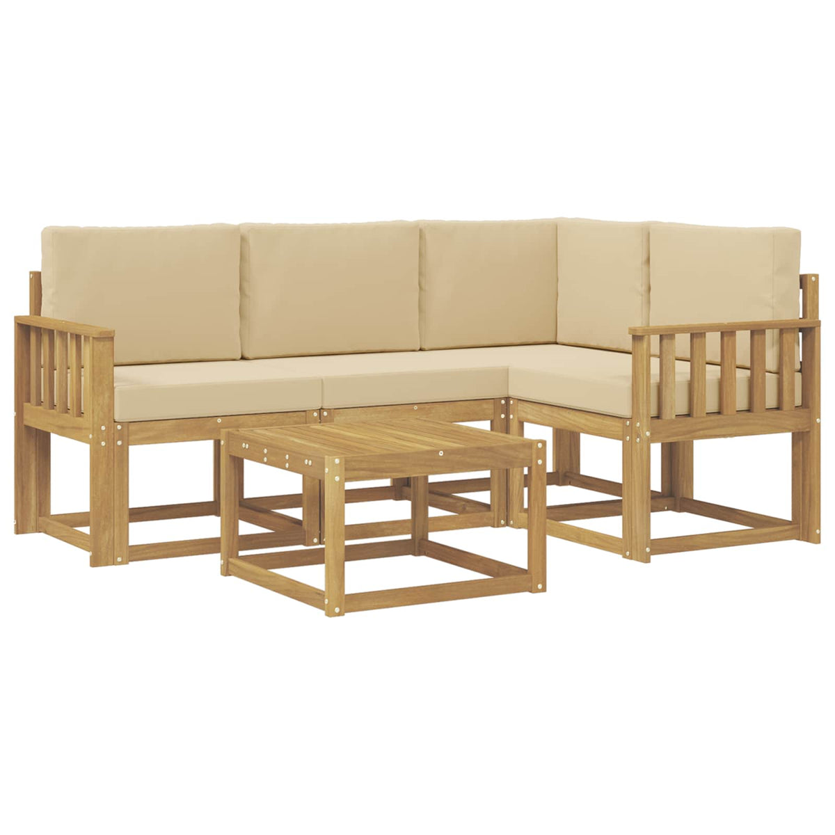 Set vanjskih sofa s jastukom 5 pcs Bijela i bež