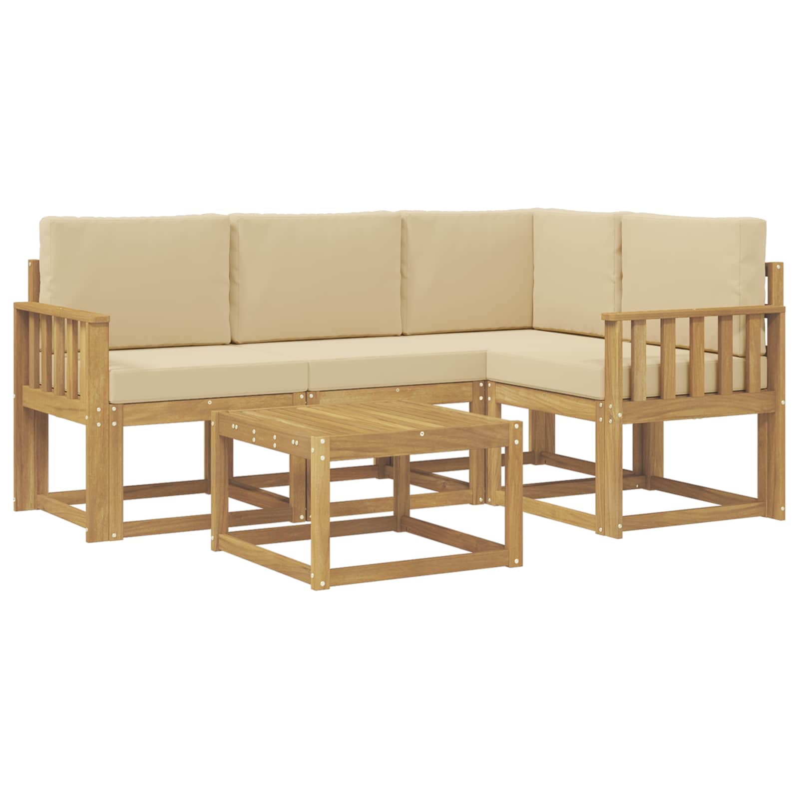 Set vanjskih sofa s jastukom 5 pcs Bijela i bež