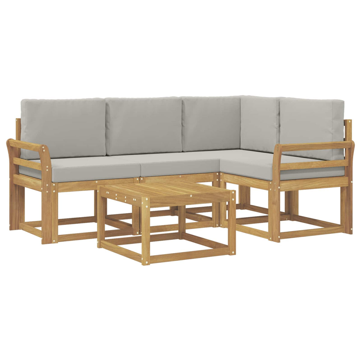 Set vanjskih sofa 5 kom. Bijela i svjetlosiva Poliester