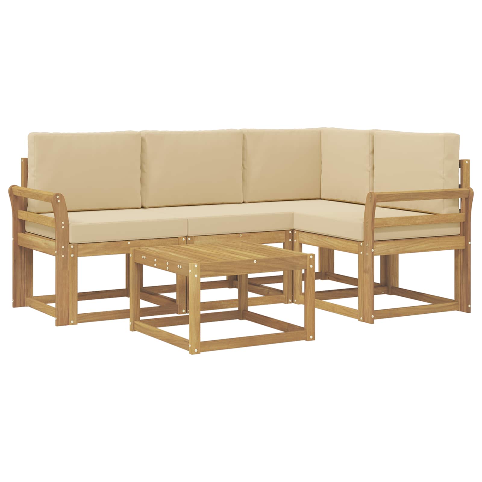 Set vanjskih sofa s jastukom 5 pcs Bijela i bež