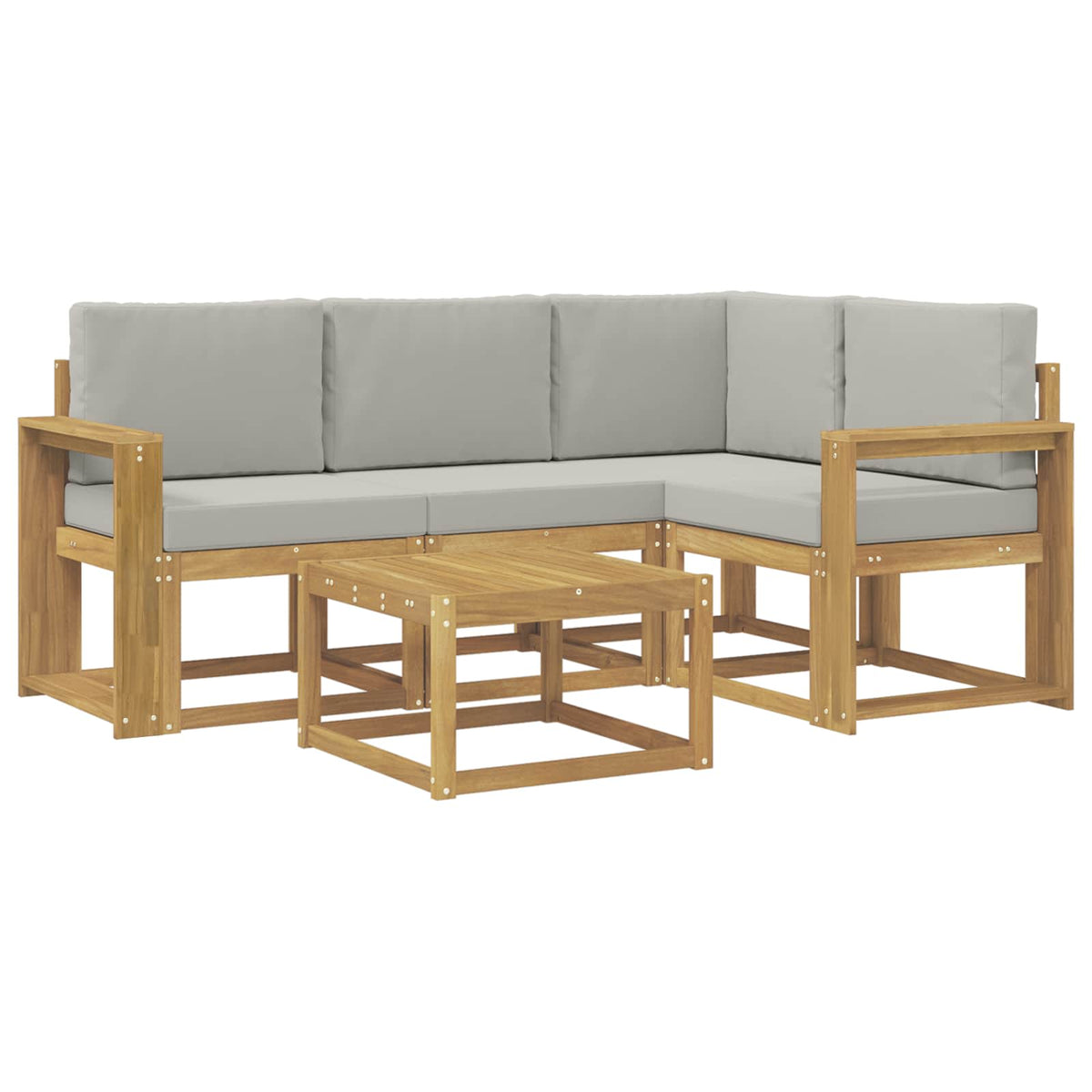 Set vanjskih sofa 5 kom. Bijela i svjetlosiva Poliester