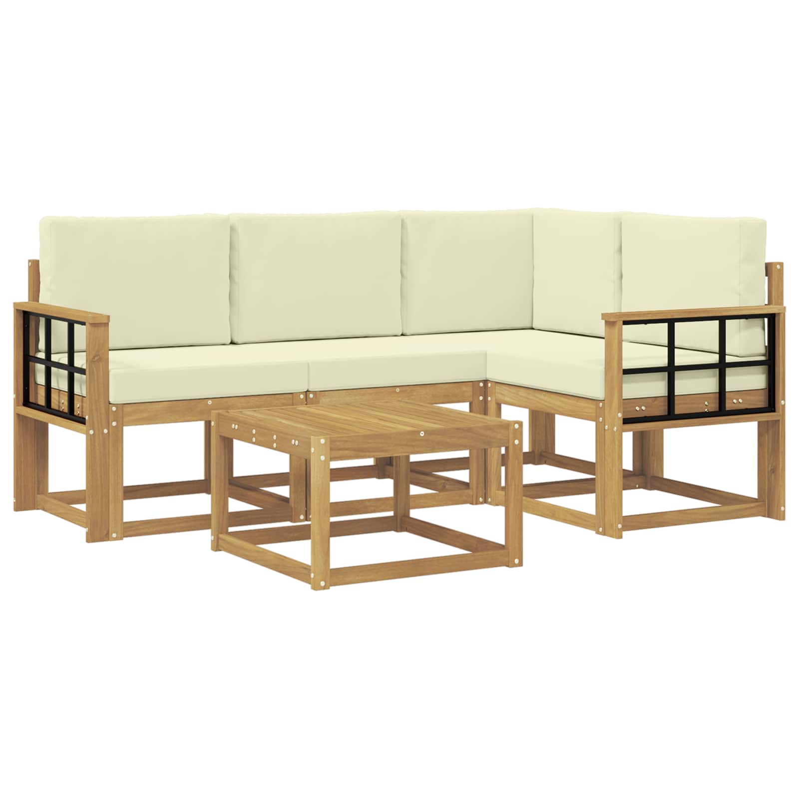 Set vanjskih sofa s jastukom 5 pcs Bijela i krem