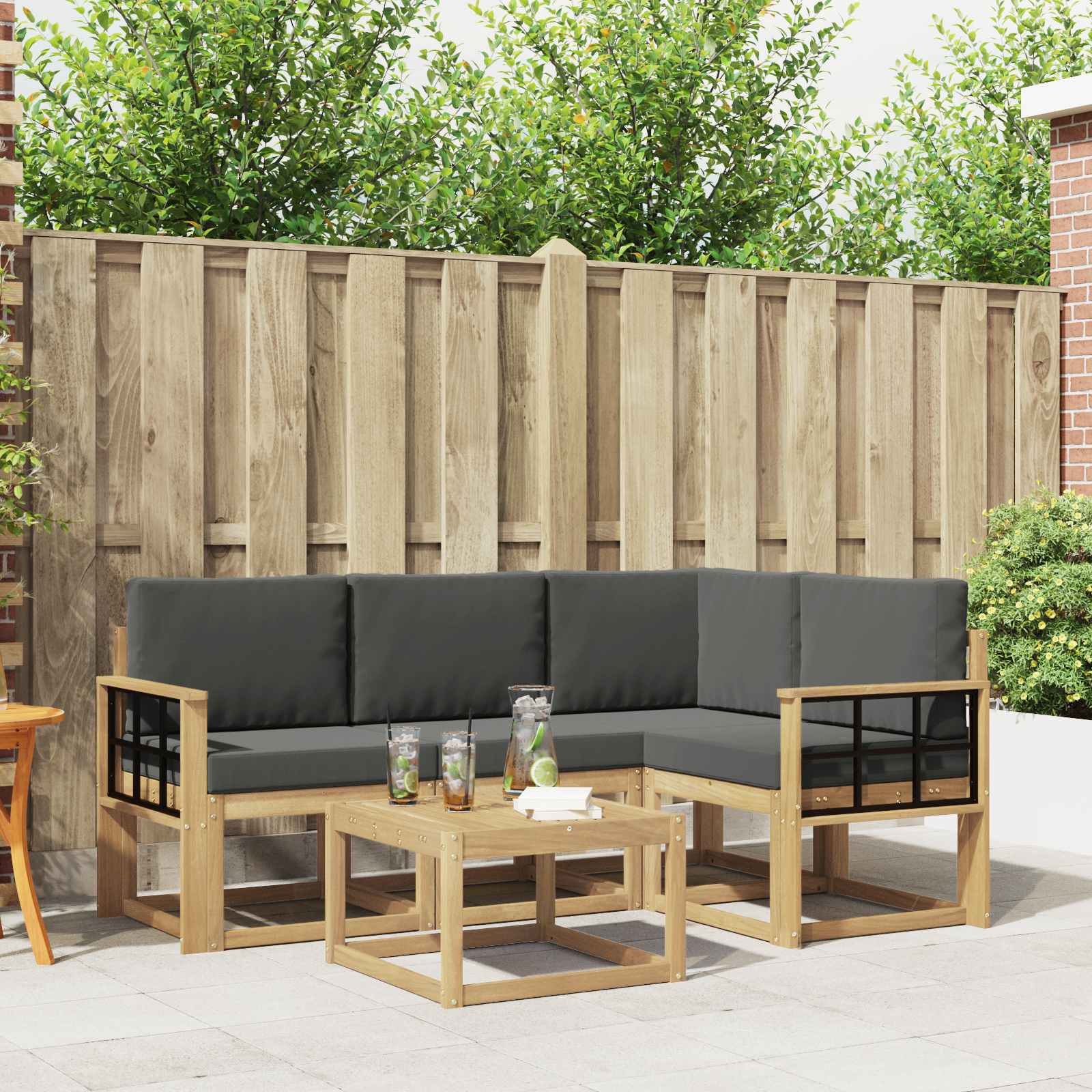 Set vanjskih sofa s jastukom 5 pcs Bijela i antracit