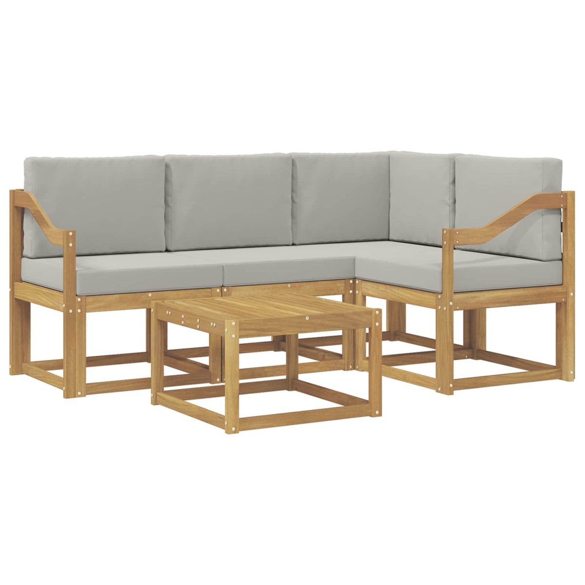 Set vanjskih sofa 5 kom. Bijela i svjetlosiva Poliester