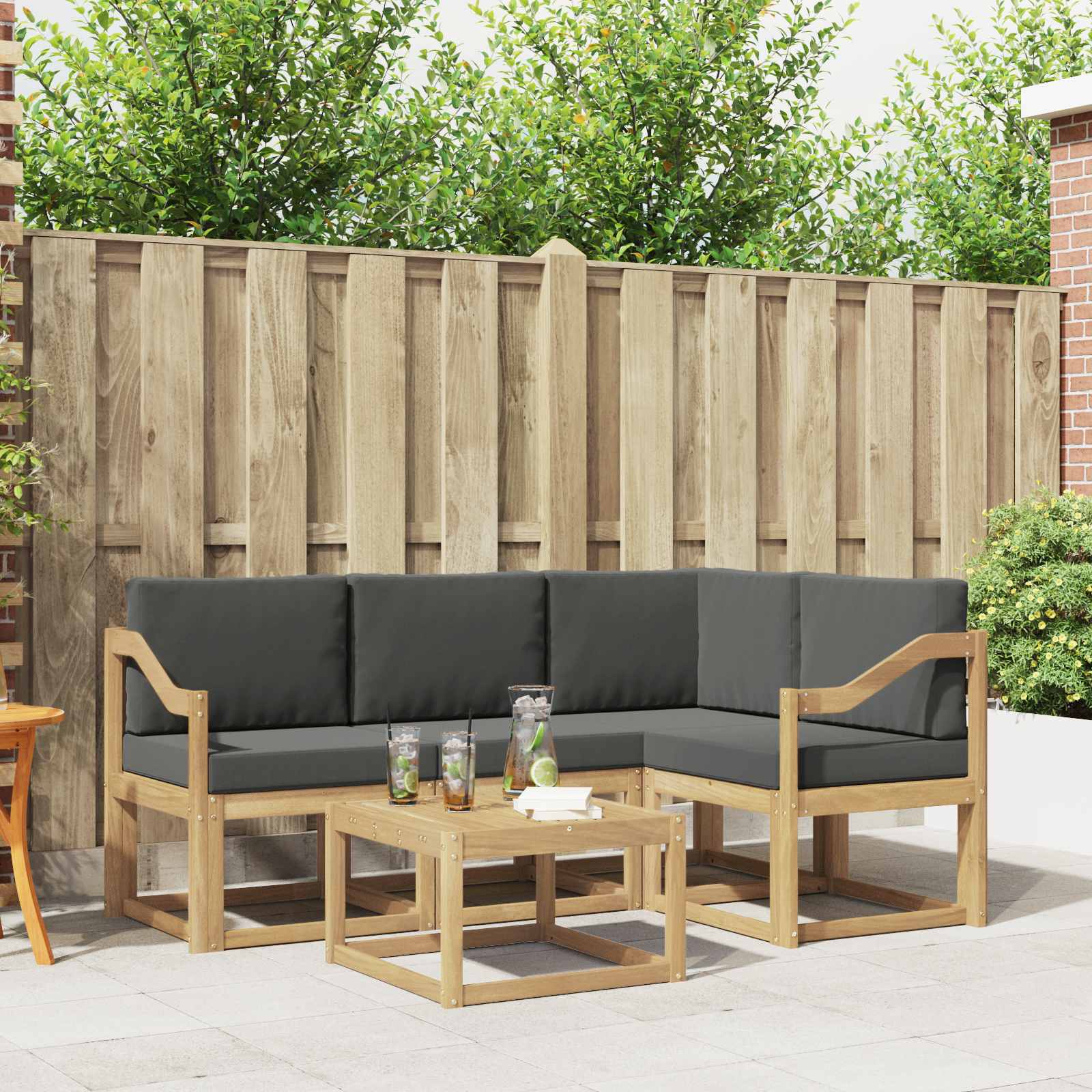 Set vanjskih sofa s jastukom 5 pcs Bijela i antracit