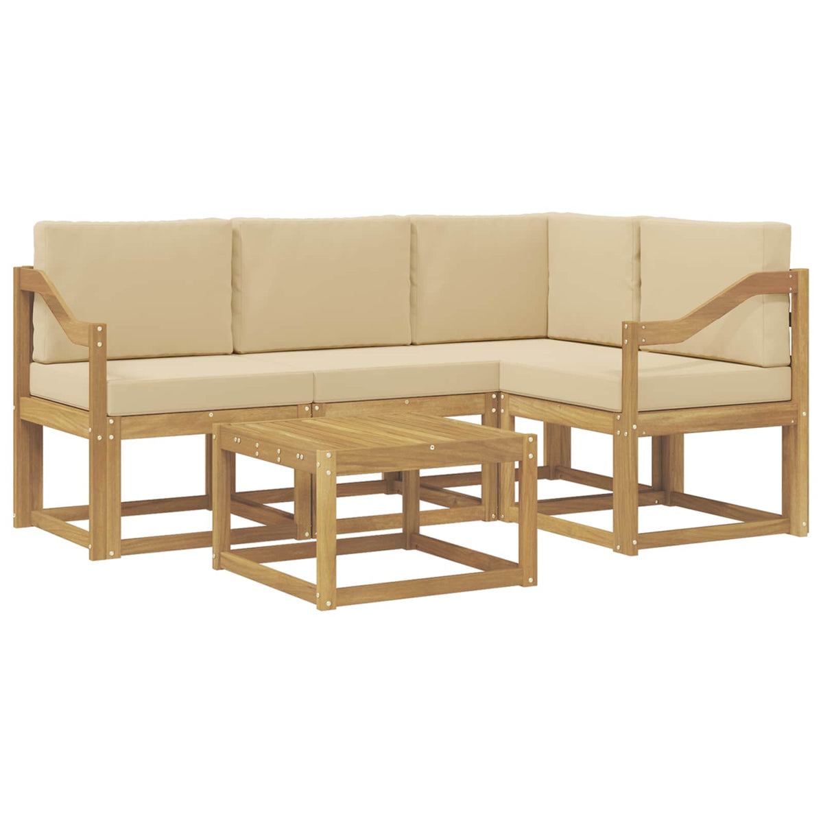 Set vanjskih sofa s jastukom 5 pcs Bijela i bež