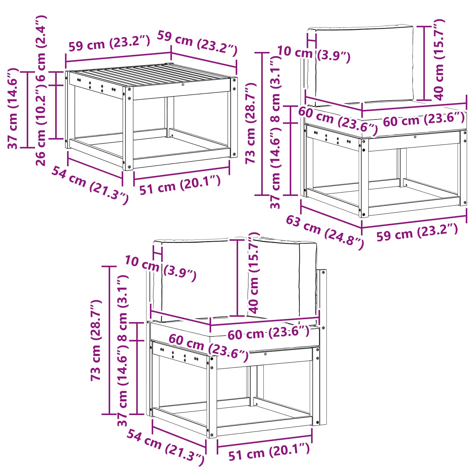 Set vanjskih sofa s jastukom 5 pcs Bijela i bež