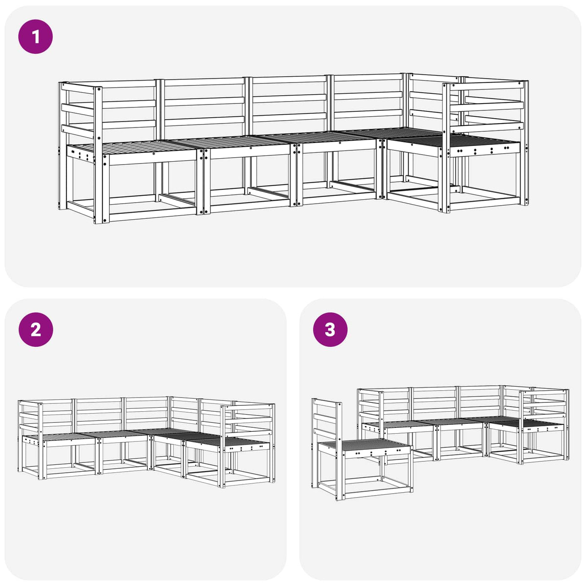 Set vanjskih sofa 5 pcs Bijela Čvrsto drvo akacije