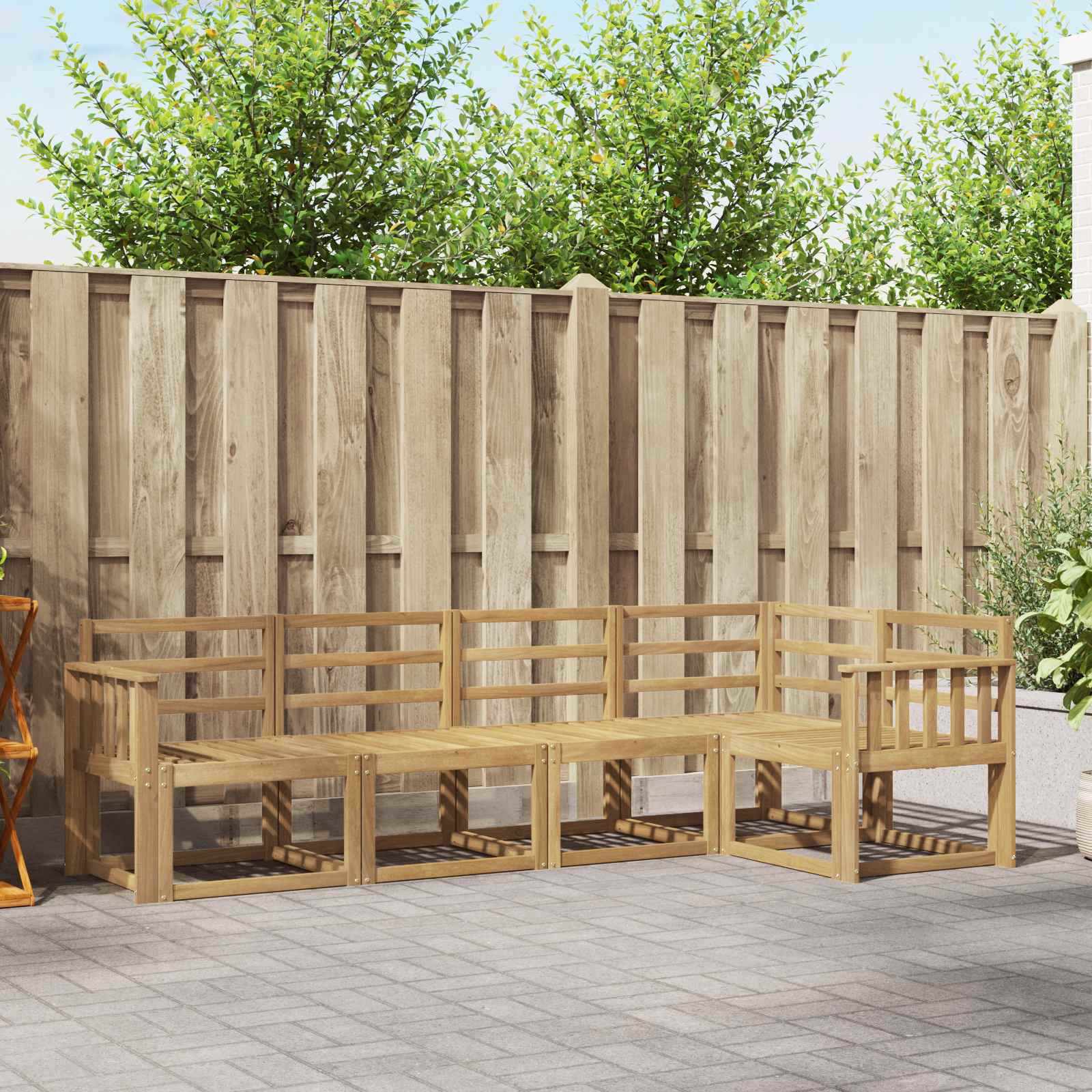 Set vanjskih sofa 5 pcs Bijela Čvrsto drvo akacije