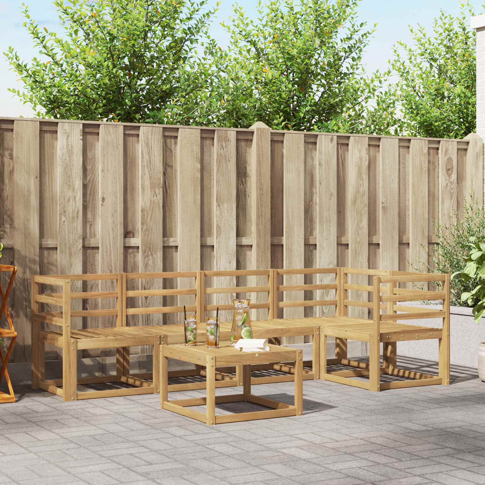Set vanjskih sofa 6 pcs Bijela Čvrsto drvo akacije