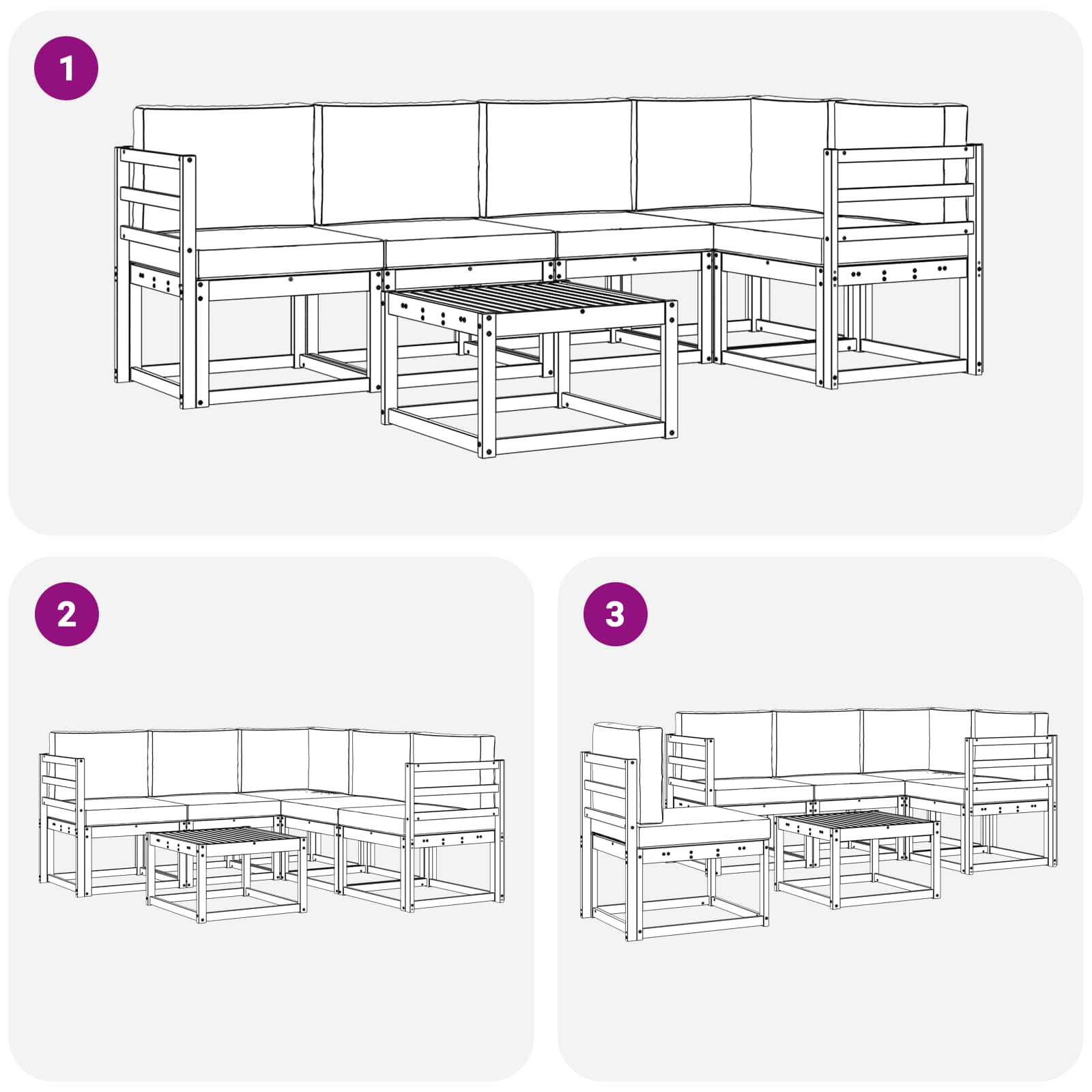 Set vanjskih sofa 6 pcs Bijela i krem Čvrsto drvo akacije