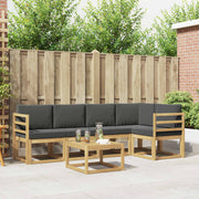 Set vanjskih sofa 6 pcs Bijela i antracit Čvrsto drvo akacije