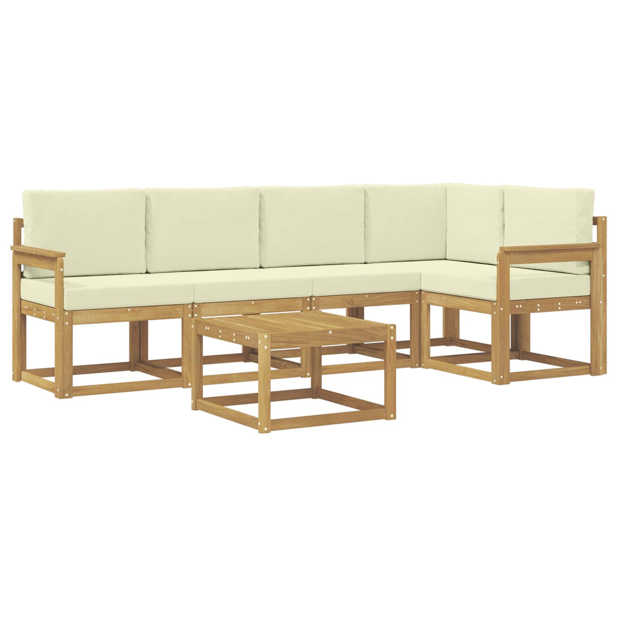 Set vanjskih sofa 6 pcs Bijela i krem Čvrsto drvo akacije