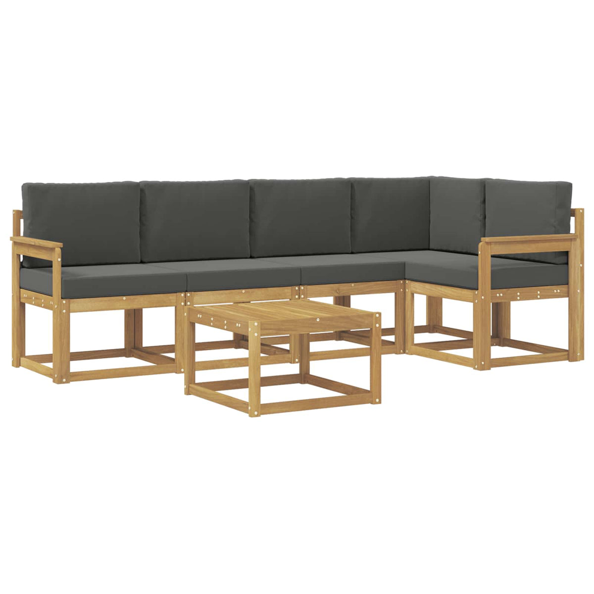 Set vanjskih sofa 6 pcs Bijela i antracit Čvrsto drvo akacije