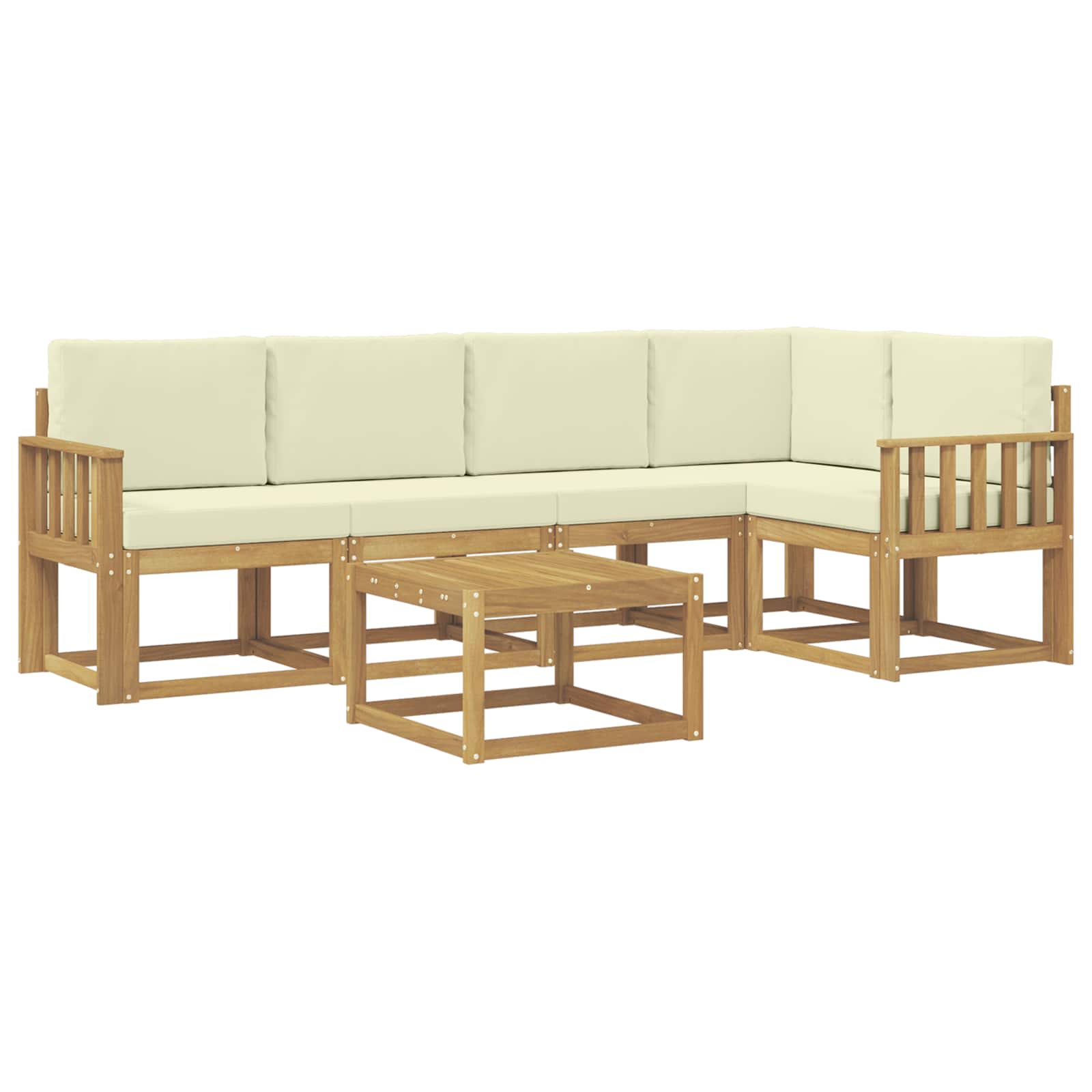 Set vanjskih sofa 6 pcs Bijela i krem Čvrsto drvo akacije