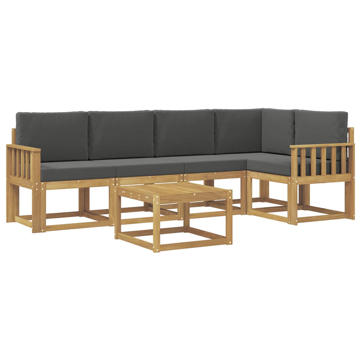 Set vanjskih sofa 6 kom. Bijela i antracit Čvrsto drvo akacije