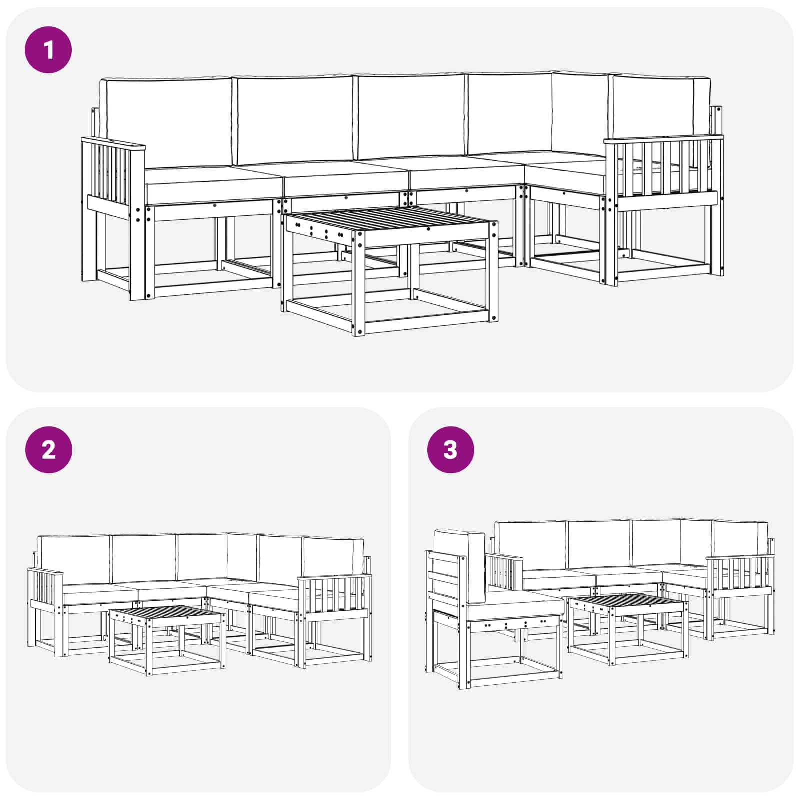 Set vanjskih sofa 6 pcs Bijela i antracit Čvrsto drvo akacije