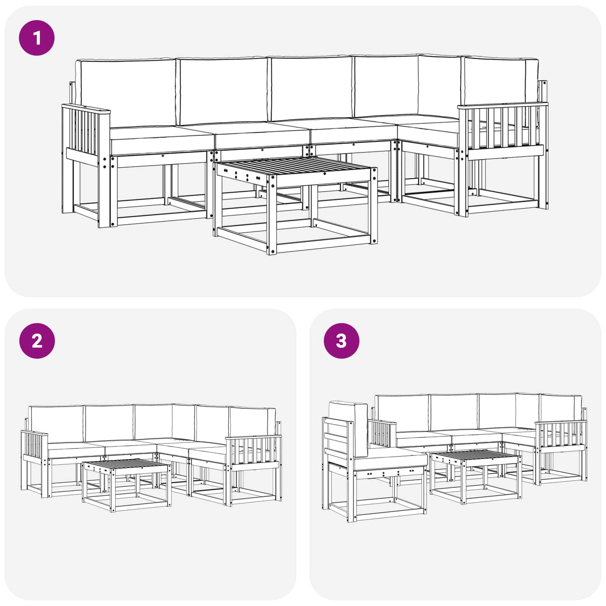 Set vanjskih sofa 6 kom. Bijela i antracit Čvrsto drvo akacije